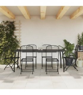 vidaXL Garden Dining Set | Anthracite | Metal Mesh | Foldable — Size: 165 cm table length