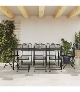 vidaXL Garden Dining Set | Anthracite | Metal | Medium | Foldable — Size: 165 cm table length