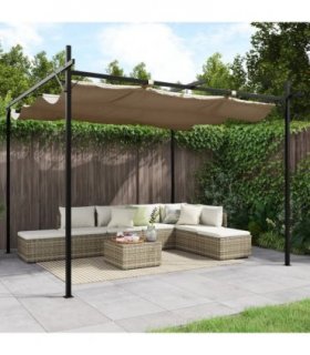vidaXL Pergola with Retractable Roof Taupe 295x292x230 cm — Size: 295 x 292 x 230 cm