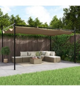 vidaXL Pergola with Retractable Roof Taupe 395x292x230 cm — Size: 395 x 292 x 230 cm