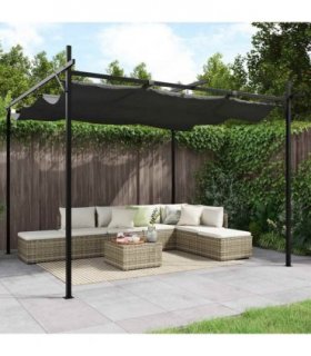 vidaXL Pergola with Retractable Roof Anthracite 295x292x230 cm — Size: 295 x 292 x 230 cm