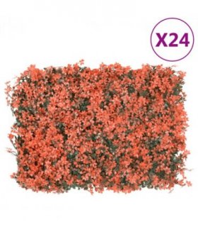  vidaXL Artificial Maple Leaf Fence 24 pcs Light Red 40x60 cm — Size: 40 x 60 cm