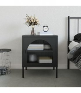 vidaXL Nightstand Black 50x35x60 cm Glass and Steel