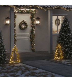 vidaXL Christmas Light Decoration with Spikes Tree 80 LEDs 60 cm — Size: 41 x 60 cm, Model: with tinsel