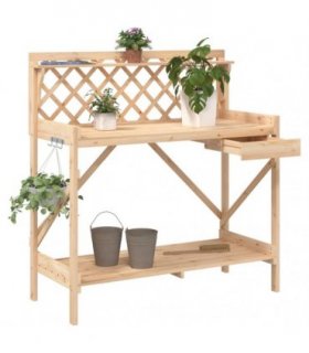 vidaXL Potting Bench with Trellis Solid Wood Fir — Colour: natural