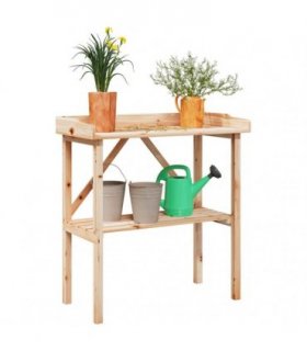 vidaXL Plant Table with Shelf 78x38x82.5 cm Solid Wood Fir — Colour: natural