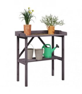 vidaXL Plant Table with Shelf Grey 78x38x82.5 cm Solid Wood Fir
