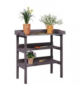 vidaXL Plant Table with Shelves Grey 78x38x82.5 cm Solid Wood Fir