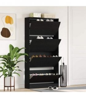 vidaXL Shoe Cabinet Black Oak 80 x 21 x 163.5 cm Engineered Wood