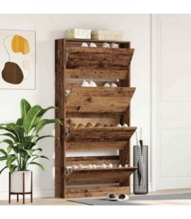 vidaXL Shoe Cabinet Old Wood 80 x 21 x 163.5 cm Engineered Wood