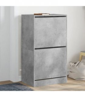 vidaXL Shoe Cabinet with 2 Flip-Drawers Concrete Grey 60x42x108 cm — Size: 60 x 42 x 108 cm