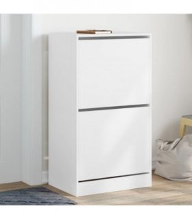 vidaXL Shoe Cabinet with 2 Flip-Drawers White 60x42x108 cm — Size: 60 x 42 x 108 cm