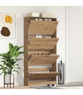vidaXL Shoe Cabinet Artisan Oak 80 x 21 x 163.5 cm Engineered Wood