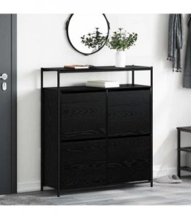 vidaXL Shoe Cabinet Black Oak 100 x 34 x 112 cm Engineered Wood