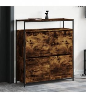 vidaXL Shoe Cabinet with 4 Flip-Drawers Smoked Oak 100x34x112 cm