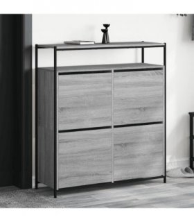 vidaXL Shoe Cabinet with 4 Flip-Drawers Grey Sonoma 100x34x112 cm