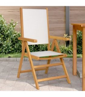 vidaXL Garden Chairs 2 pcs Cream White Solid Wood Acacia and Fabric