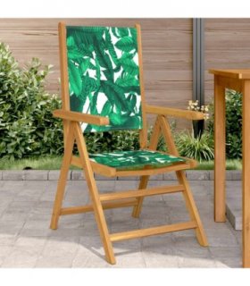 vidaXL Garden Chairs 2 pcs Leaf Pattern Solid Wood Acacia and Fabric