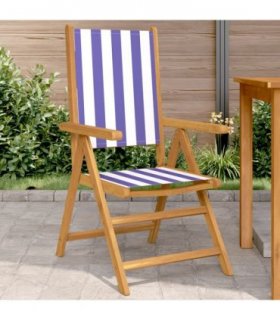 vidaXL Garden Chairs 2 pcs Blue and White Solid Wood Acacia and Fabric