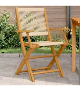 vidaXL Garden Chairs 2 pcs Beige Solid Wood Acacia and Polypropylene