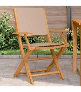 vidaXL Garden Chairs 2 pcs Taupe Solid Wood Acacia and Fabric