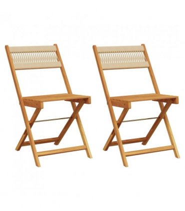 vidaXL Bistro Chairs 2 pcs Beige Solid Wood Acacia and Rope