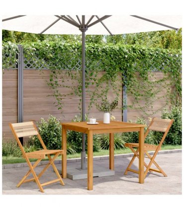 vidaXL Bistro Chairs 2 pcs Beige Solid Wood Acacia and Rope