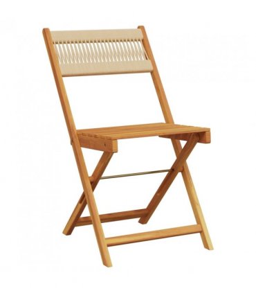 vidaXL Bistro Chairs 2 pcs Beige Solid Wood Acacia and Rope