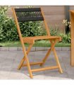 vidaXL Bistro Chairs 2 pcs Black Solid Wood Acacia and Rope