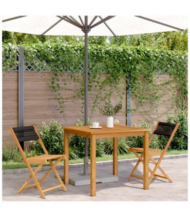 vidaXL Bistro Chairs 2 pcs Black Solid Wood Acacia and Rope