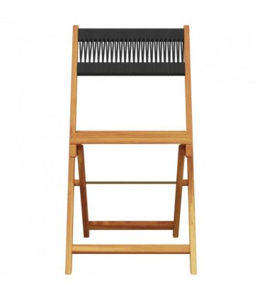 vidaXL Bistro Chairs 2 pcs Black Solid Wood Acacia and Rope