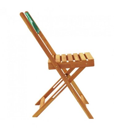 vidaXL Folding Garden Chairs 4 pcs Green Fabric and Solid Wood — Colour: leaf pattern — V0671979411