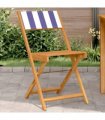vidaXL Bistro Chairs 2 pcs Blue and White Solid Wood Acacia and Fabric