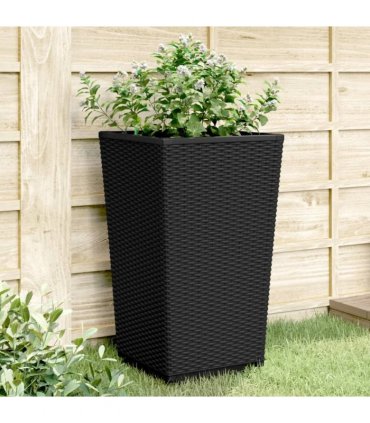 vidaXL Garden Planters 2 pcs Black 32.5x32.5x57 cm PP