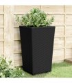 vidaXL Garden Planters 2 pcs Black 32.5x32.5x57 cm PP