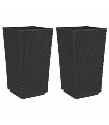 vidaXL Garden Planters 2 pcs Black 32.5x32.5x57 cm PP