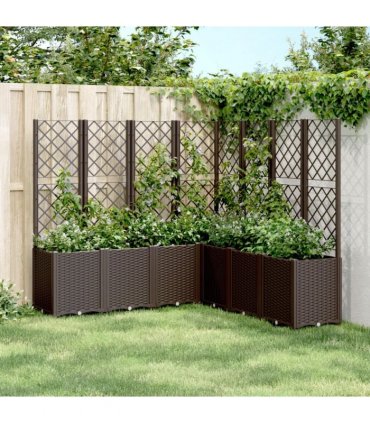 vidaXL Garden Planter with Trellis Brown 160x160x140 cm PP — Size: 160 x 160 x 140 cm