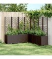 vidaXL Garden Planter with Trellis Brown 160x160x140 cm PP — Size: 160 x 160 x 140 cm
