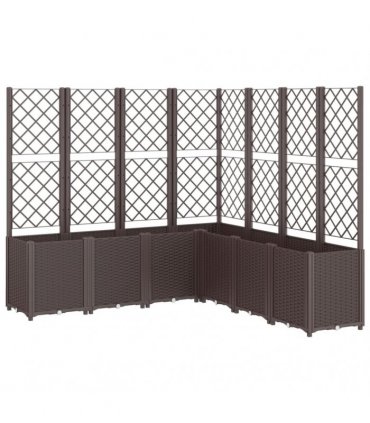 vidaXL Garden Planter with Trellis Brown 160x160x140 cm PP — Size: 160 x 160 x 140 cm