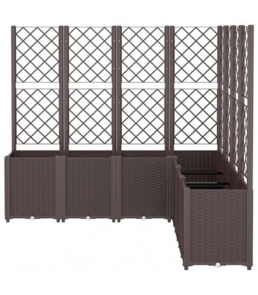vidaXL Garden Planter with Trellis Brown 160x160x140 cm PP — Size: 160 x 160 x 140 cm