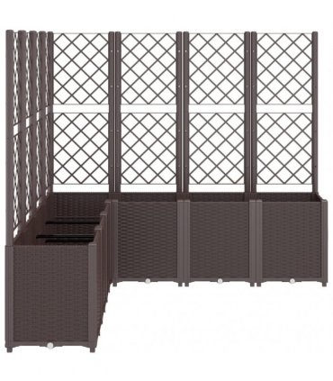 vidaXL Garden Planter with Trellis Brown 160x160x140 cm PP — Size: 160 x 160 x 140 cm