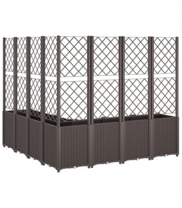 vidaXL Garden Planter with Trellis Brown 160x160x140 cm PP — Size: 160 x 160 x 140 cm