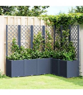 vidaXL Garden Planter with Trellis Blue Grey 160x120x140 cm PP — Size: 160 x 120 x 140 cm