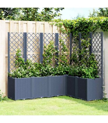 vidaXL Garden Planter with Trellis Blue Grey 160x120x140 cm PP — Size: 160 x 120 x 140 cm