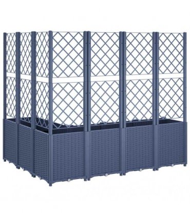 vidaXL Garden Planter with Trellis Blue Grey 160x120x140 cm PP — Size: 160 x 120 x 140 cm