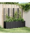 vidaXL Garden Planter with Trellis Black 160x40x140 cm PP — Size: 160 x 40 x 140 cm
