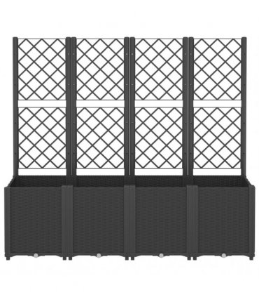 vidaXL Garden Planter with Trellis Black 160x40x140 cm PP — Size: 160 x 40 x 140 cm