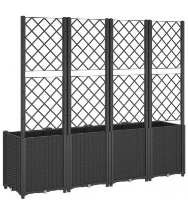 vidaXL Garden Planter with Trellis Black 160x40x140 cm PP — Size: 160 x 40 x 140 cm