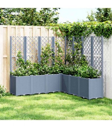 vidaXL Garden Planter with Trellis Blue Grey 160x160x140 cm PP — Size: 160 x 160 x 140 cm