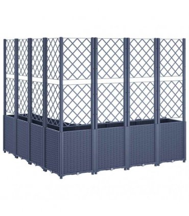 vidaXL Garden Planter with Trellis Blue Grey 160x160x140 cm PP — Size: 160 x 160 x 140 cm